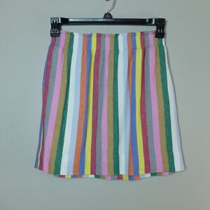 J Crew Factory Pull On Linen Skirt in Rainbow Stripe Size 2